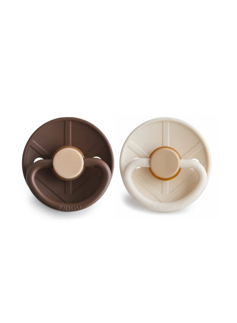 FRIGG Little Viking Latex Baby Pacifier 0-6M 2-Pack Cocoa/Cream - Size 1