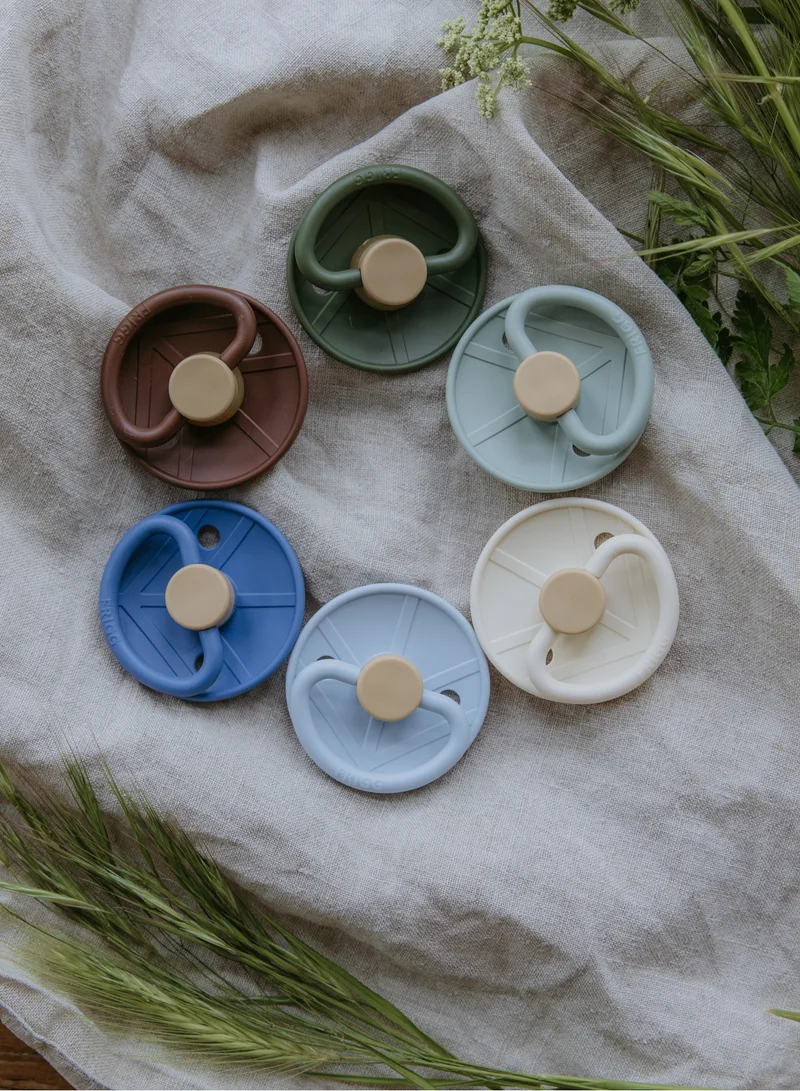 FRIGG Little Viking Latex Baby Pacifier 0-6M 2-Pack Cocoa/Cream - Size 1