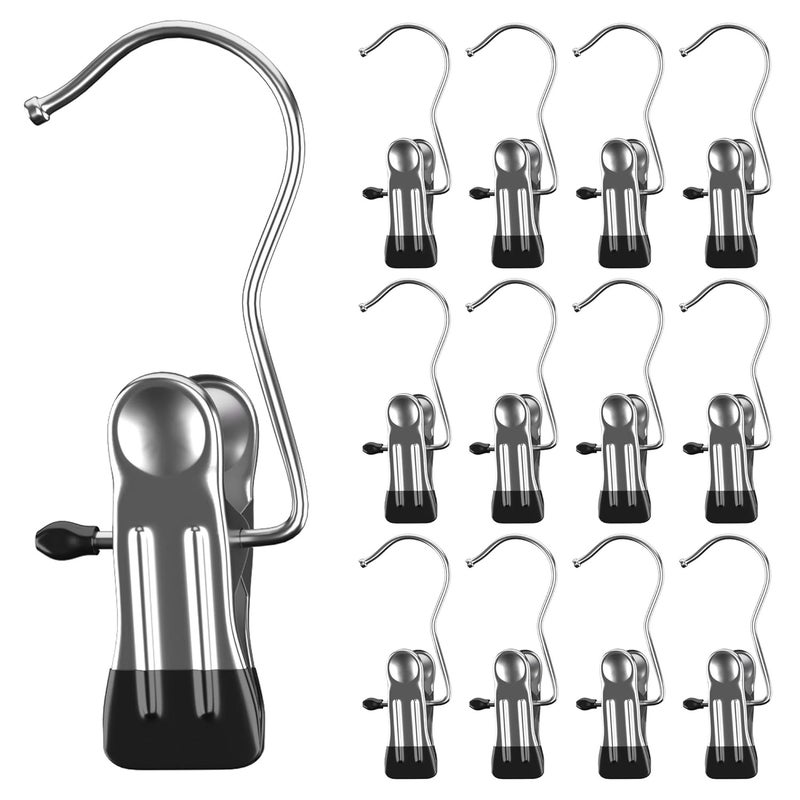 BILLMAM Laundry Hooks Boot ClipsPortable Hanging Pins Portabe Stainless Steel Heavyduty Closet Organizer HangersHome Travel Hangersfor HatsPantsTowelSocksHandbagsBagsUnderwear Black 20  - Image 1