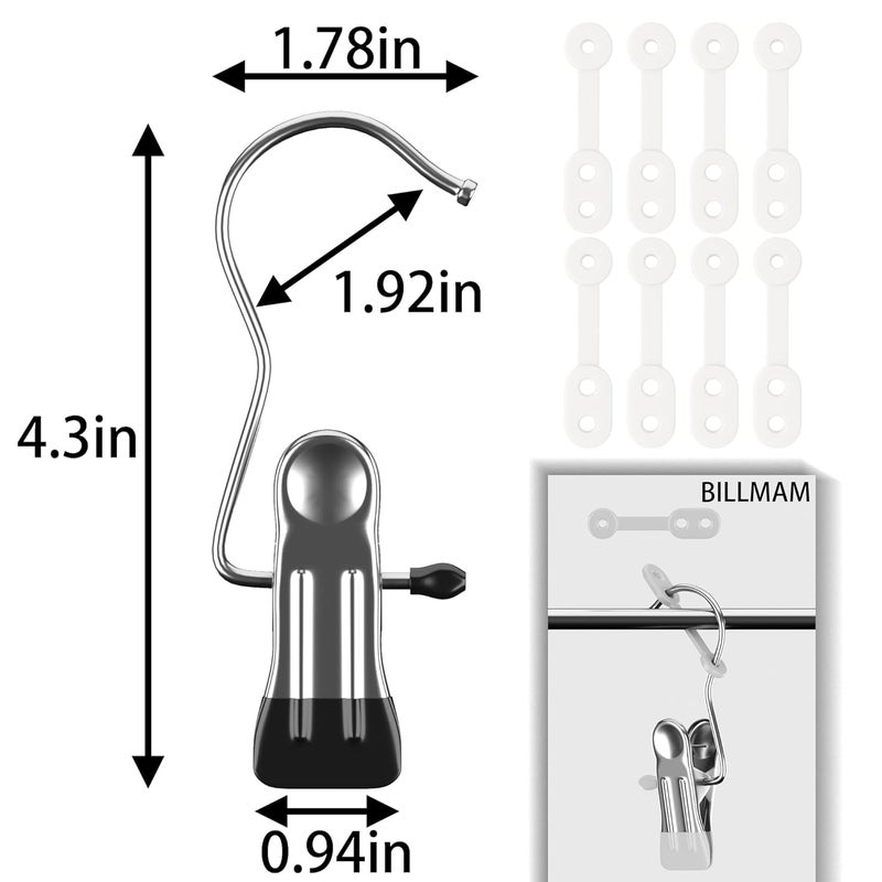 BILLMAM Laundry Hooks Boot ClipsPortable Hanging Pins Portabe Stainless Steel Heavyduty Closet Organizer HangersHome Travel Hangersfor HatsPantsTowelSocksHandbagsBagsUnderwear Black 20  - Image 2