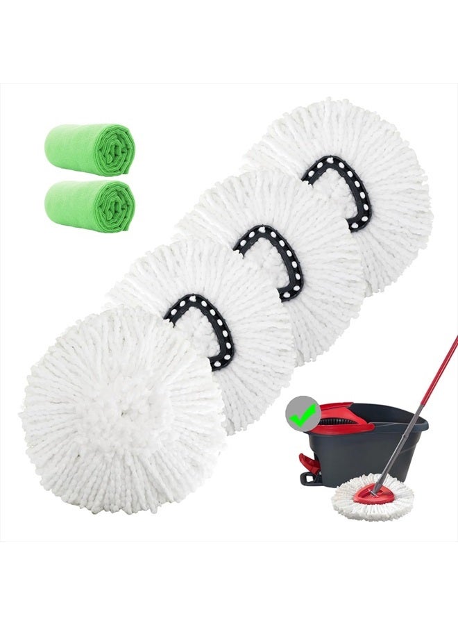 FAMEBIRD 4 Pack Spin Mop Replacement Heads Microfiber Mop Refills Replace Heads Safe for All Hard-surfaced Floors Includes 2 Extra Microfiber Cleaning Cloths - Image 1