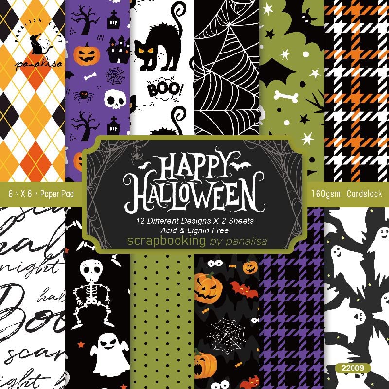 iKammo Halloween Scrapbook Paper Retro Origami Papers Pad 66 24 Sheets SingleSided Halloween Patterned Craft paper for Kids DIY Cardmaking journaling Scrapbooking Junk Journal Papers - Image 1