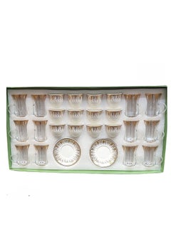 AL OSTORAH Legend Luxury Cup Serving Set 36 Pieces Glass Tea Cups and Porcelain Coffee Cups 