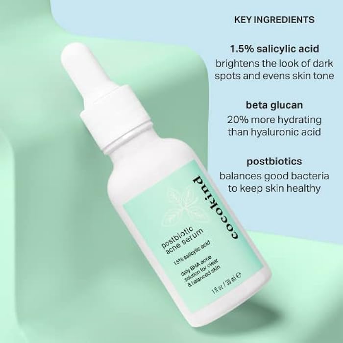 Cocokind Postbiotic Acne Serum, Salicylic Acid Serum and BHA Liquid Exfoliant - Exfoliating, Brightening and Hydrating Serum - Image 3