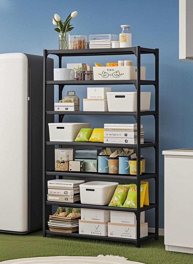 Haidue 7-Tier Storage Shelf Organizer For Kitchen Bathroom Shelves Garage Home Pantry Closet Office  Black Multi Rack Stand Units With Hooks And Handle For Jar And Bottles  - Image 3