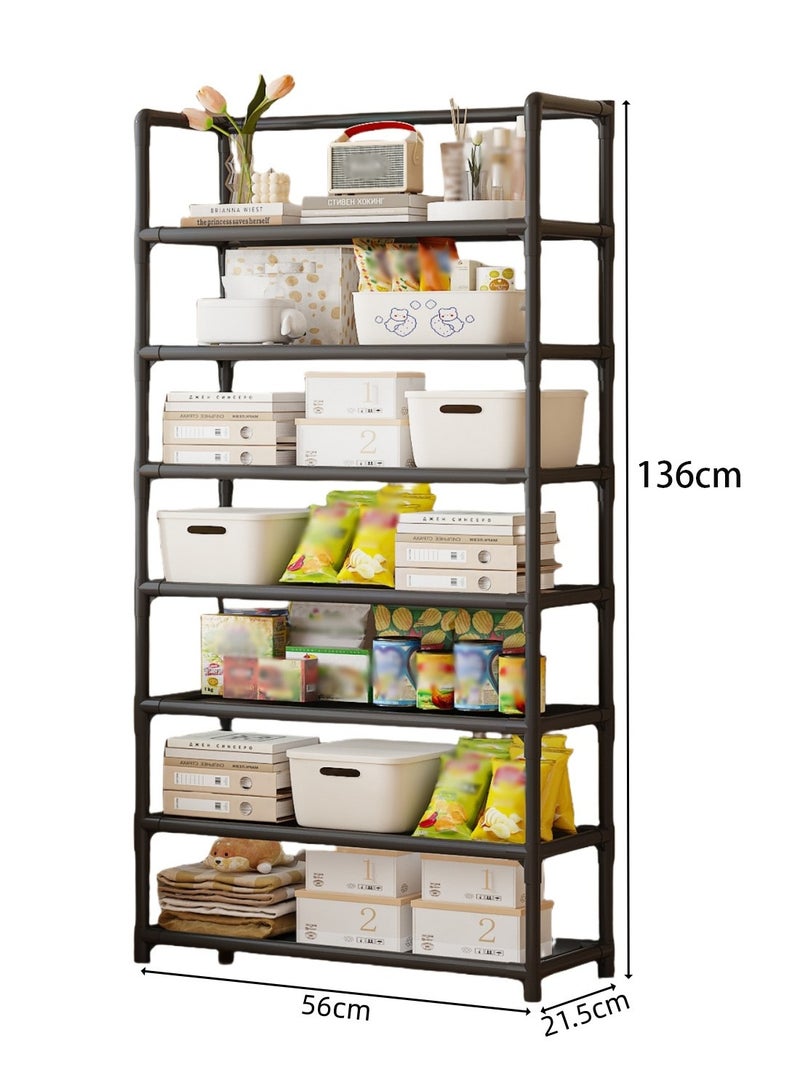 Haidue 7-Tier Storage Shelf Organizer For Kitchen Bathroom Shelves Garage Home Pantry Closet Office  Black Multi Rack Stand Units With Hooks And Handle For Jar And Bottles  - Image 2
