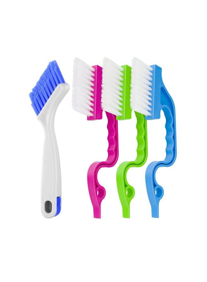 iFlyMars 4pcs Bathroom Gap Cleaning Brush, Small Crevice Cleaning Brushes, Hand-Held Groove Gap Cleaning Tools, for Bathroom Kitchen Tiles Window Slots (Silvery White) - Image 1