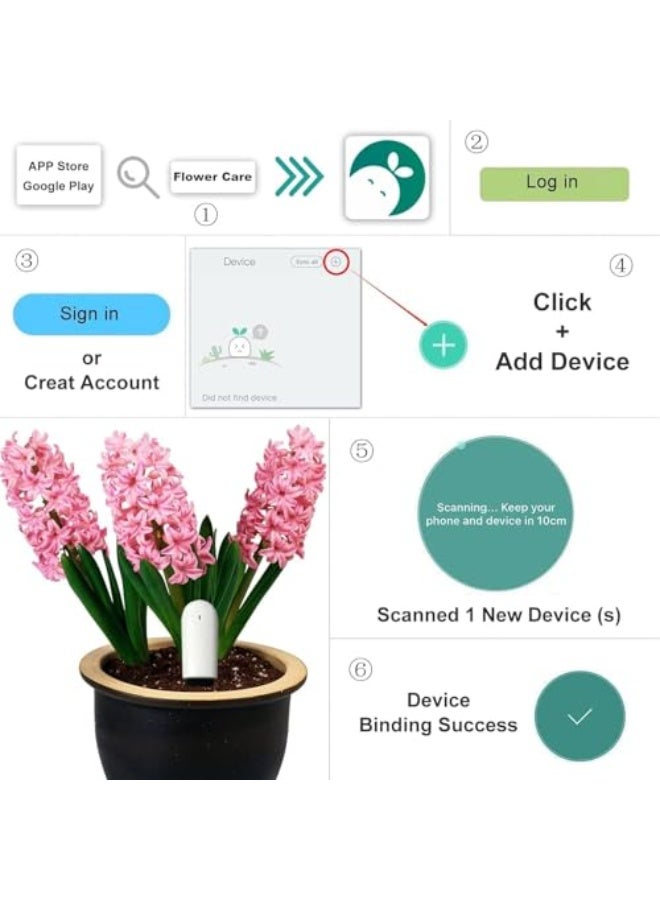 Generic Soil Ph Meter 4 in 1, Digital Soil Tester, Automatically detects Moisture/Temperature/Light/Fertility, Ph Tester Soil Can Connect to Mobile Phone via Bluetooth, Plants Sensor for Indoor (Green - 1pc  - Image 3