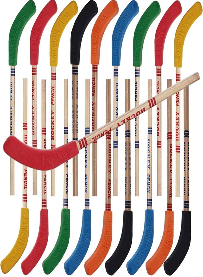 TIHOOD 18PCS Hockey Pencils and Erasers - Bulk 9 Inch Hockey Stick Sports Theme Party Supplies, Fun Cool Pencils for Hockey Fans, Students, Stocking Stuffers and Goodie Bag Birthday Party Favors - Image 1
