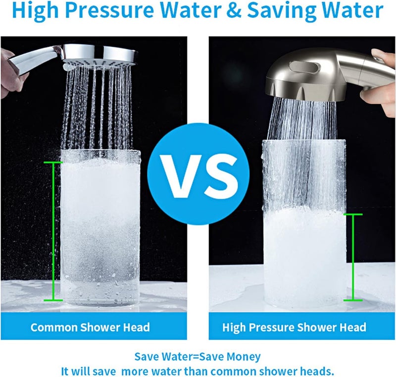 KAIYING Brushed Nickel High Pressure Handheld Shower Head with ON/OFF Switch, 3 Spray Modes, Adjustable Angle Bracket, and Hose - Image 4