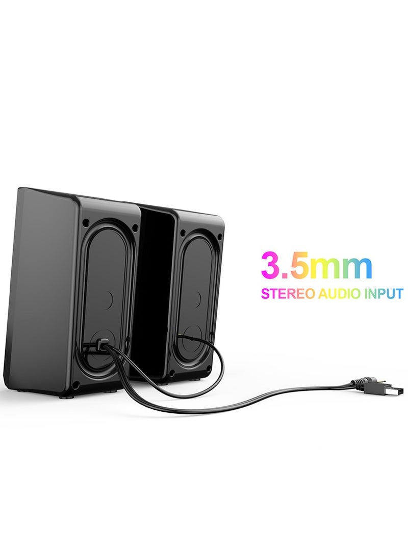 havit Multimedia Speaker ( 5W - 5V )  ,Speaker for PC ,Gaming , Music , Studying and Lap Top with USB Powered and Audio Input 3.5 Wired , dynamic led lights , 2.0 Channel Wired Home Theatre , Good Quality , excellent Public choice  - Image 3