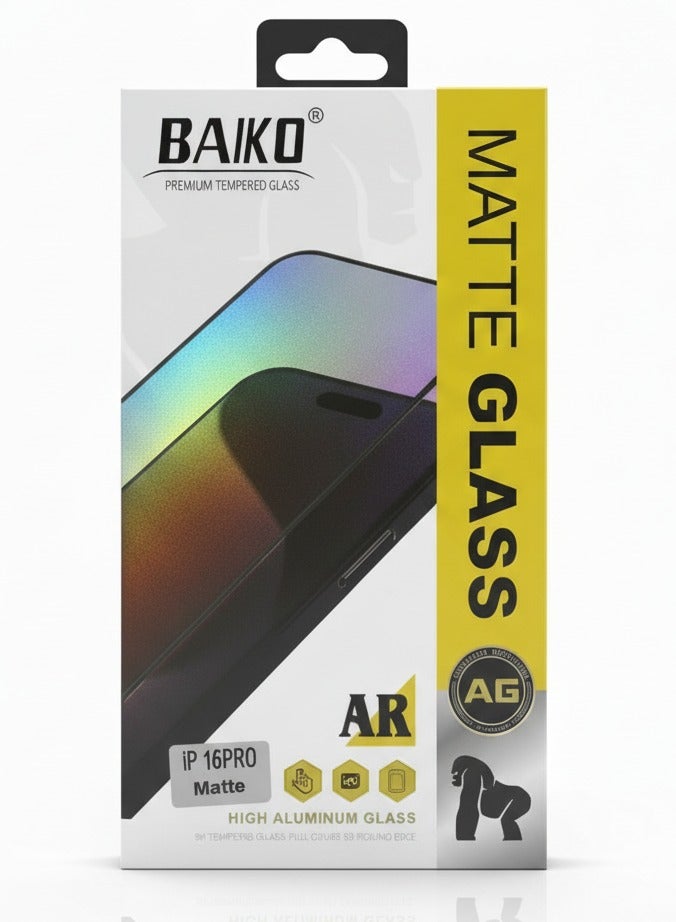 BAIKO Matte Glass Screen Protector for iPhone 16 Pro, Anti-Glare AG Tempered Glass, Fingerprint Resistant, Smooth Touch Screen Guard - Image 1