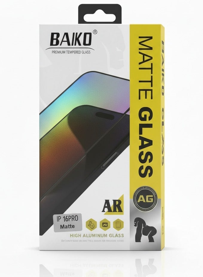 BAIKO Matte Glass Screen Protector for iPhone 16 Pro, Anti-Glare AG Tempered Glass, Fingerprint Resistant, Smooth Touch Screen Guard - Image 2