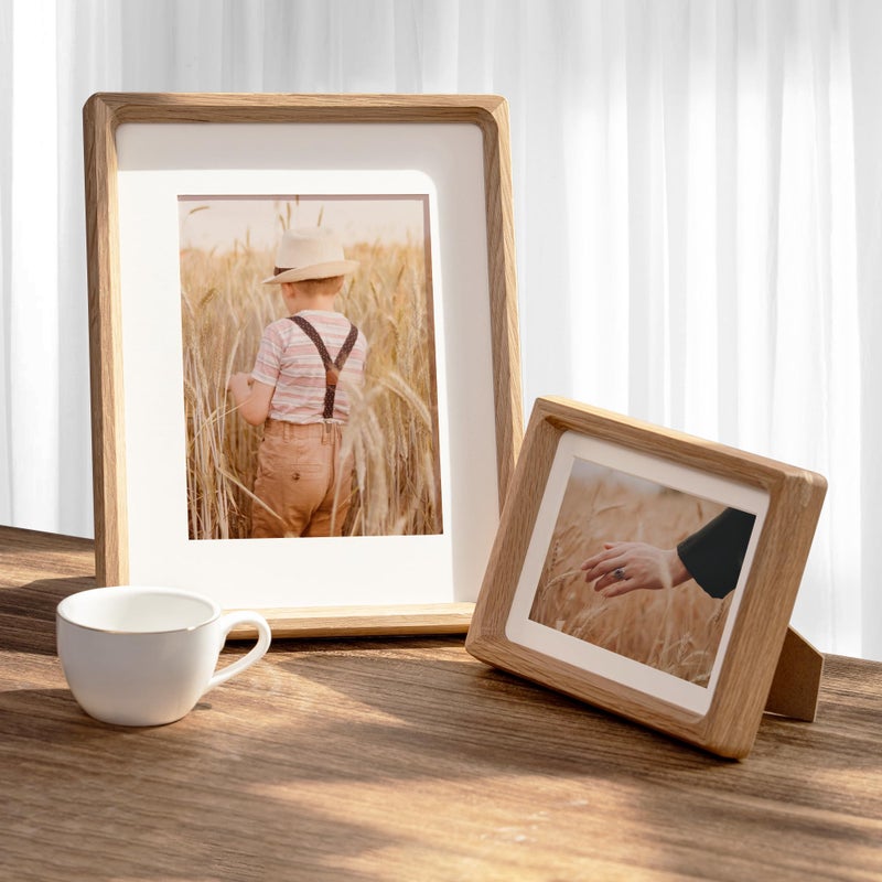 Flyjoe 8x10 إطار الصورة مجموعة من إطار صور خشب خشب من خشب البلوط من الولايات المتحدة - Image 1