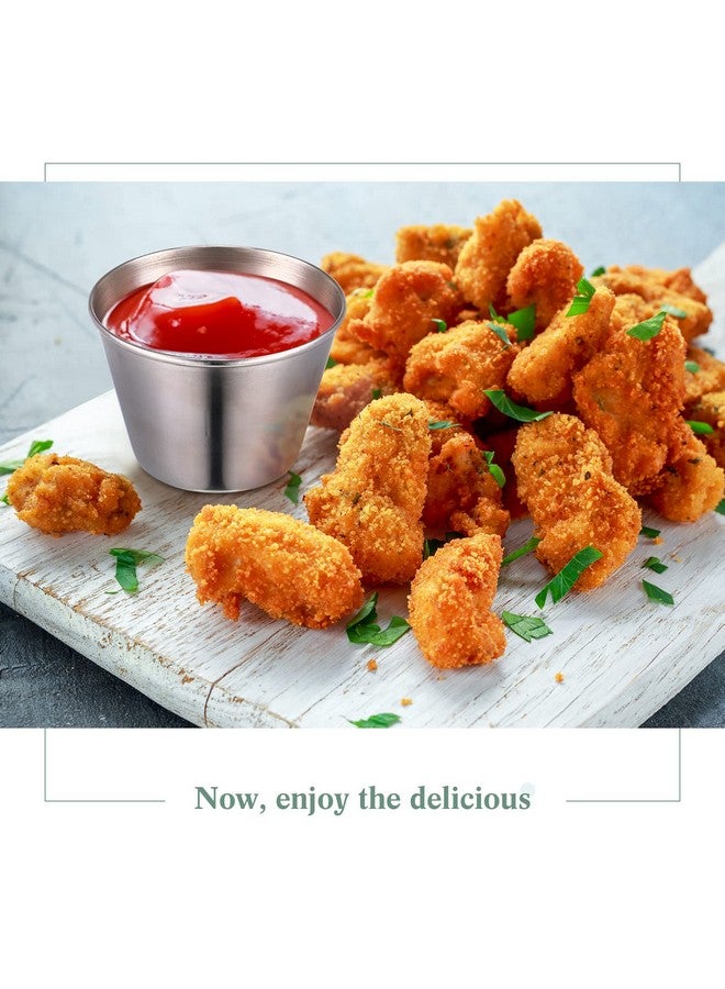 Potchen 48 Pack 2.5 oz Metal Ramekins Sauce Cups Stainless Steel Condiment Cups Round Dipping Containers for Vinegar Butter Ice for Kitchen Restaurant Catering Camping BBQ Party - Image 5