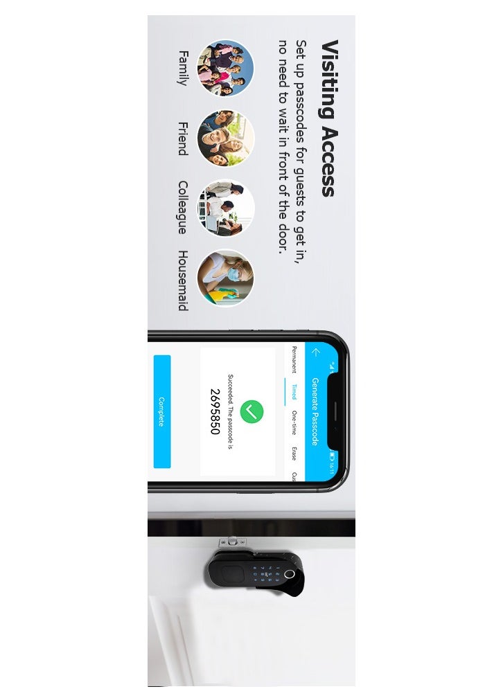 Razuvious - Razuvious Smart Door Lock, Weatherproof Lock,Biometric Fingerprint with Touchscreen Keypad,Card,Remote Share,Work with Alexa need TT Lock Gateway for Home Office - Image 1