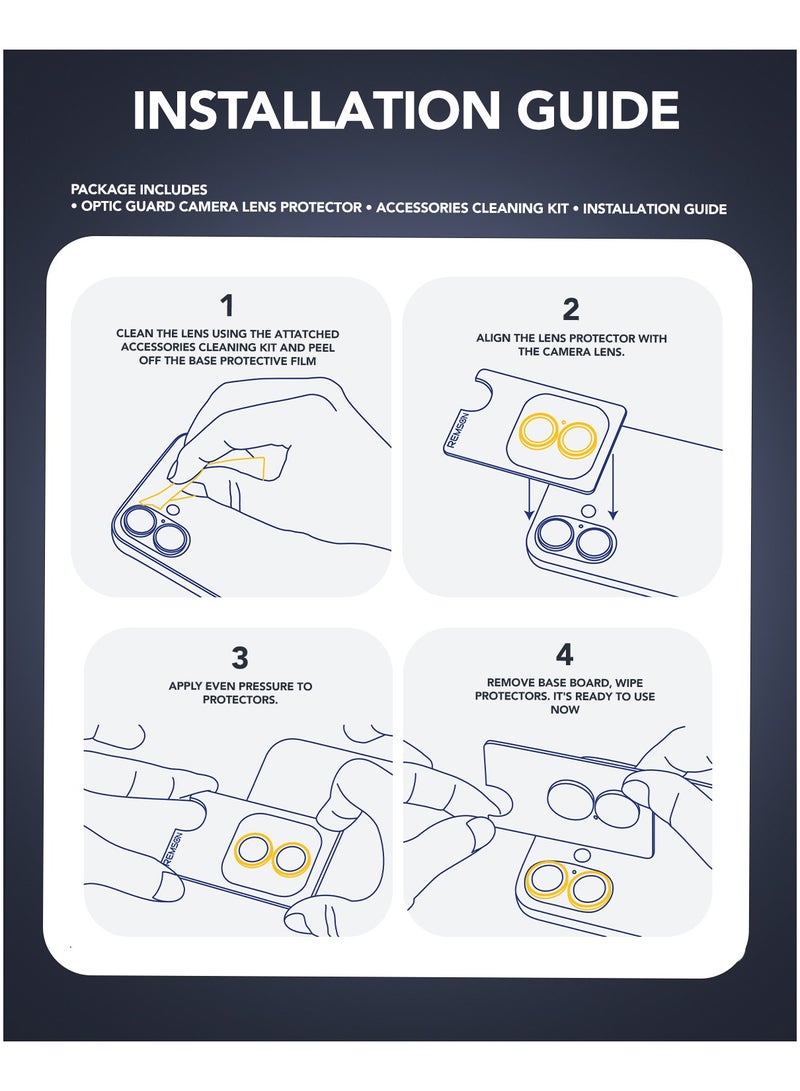 Remson Optic Guard Camera Lens Protector Scratch Resistant Individual Lens Protector with Aluminum Alloy RingCompatible for iPhone 16 6.1 inch/iPhone 16 Plus 6.7 inch 2024 (Pink) - Image 4