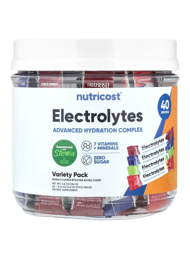 Electrolytes, Advanced Hydration Complex, Variety Pack, 40 Stick Packs, 0.14 oz (4 g ) Each