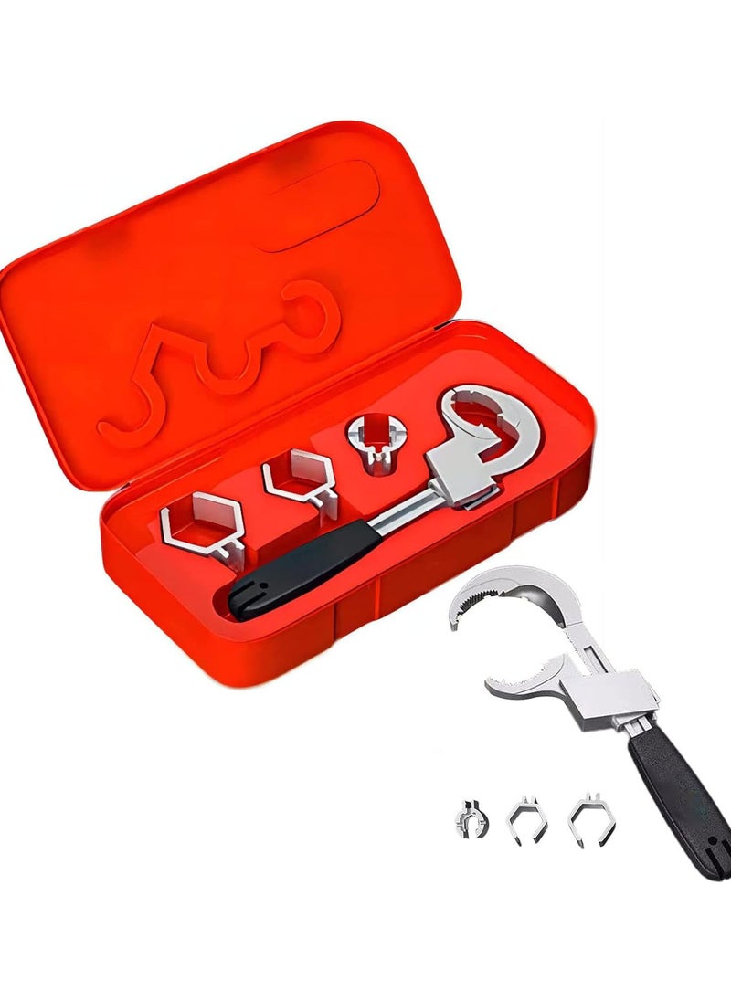 GGOOT Bathroom Wrench Multifunctiol Heavy-Duty Plumbing Spanner Set Adjustable Wide Opening Spanner with Replacement Head Storage Box  - Image 1