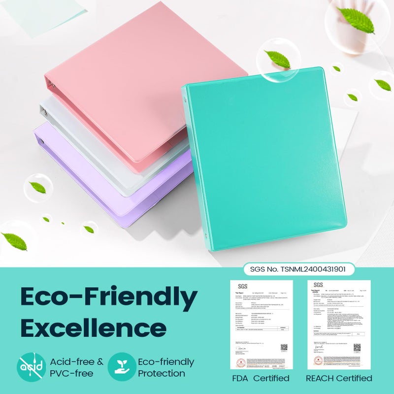 Sooez 2 Pack BinderX Extra Durable 3 Ring Binder, 2 Inch Binder Round Ring, Fits 900 Sheets of 8.5x11 Paper, Customizable View Cover with Inside Pockets, Cute School Supplies for Girls, Pink & Purple - Image 2
