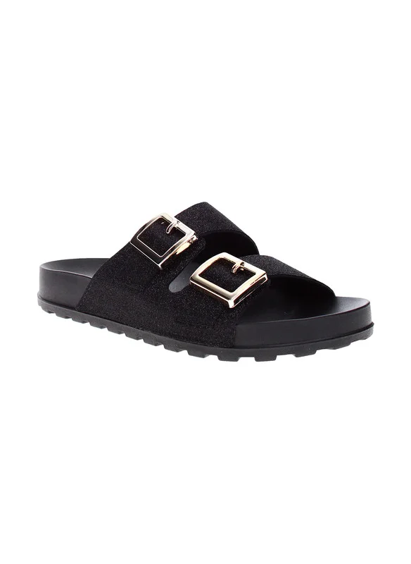 موليكا Moleca Ladies Flat Sandals Black | Made In Brazil