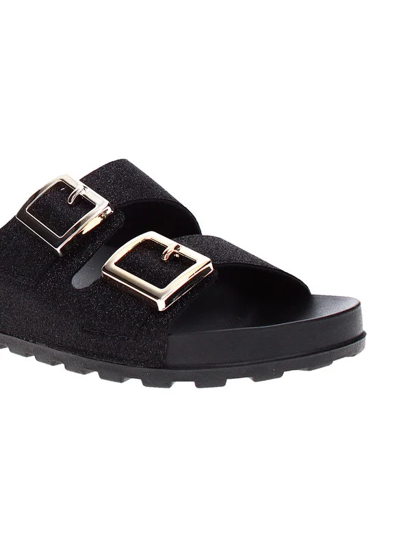 موليكا Moleca Ladies Flat Sandals Black | Made In Brazil