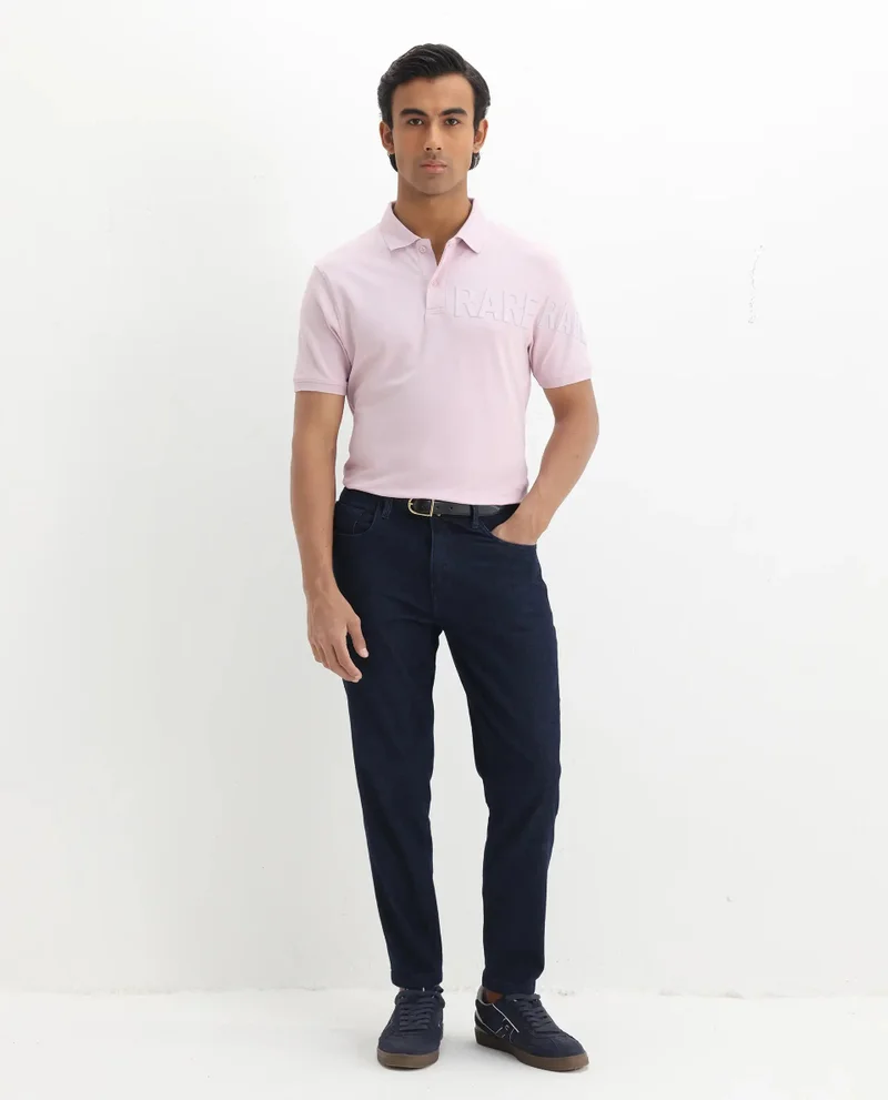 Rare Rabbit Rare Rabbit Men Taro Pink Cotton Blend Short Sleeve Regular Fit Regular Collared Plain Polo