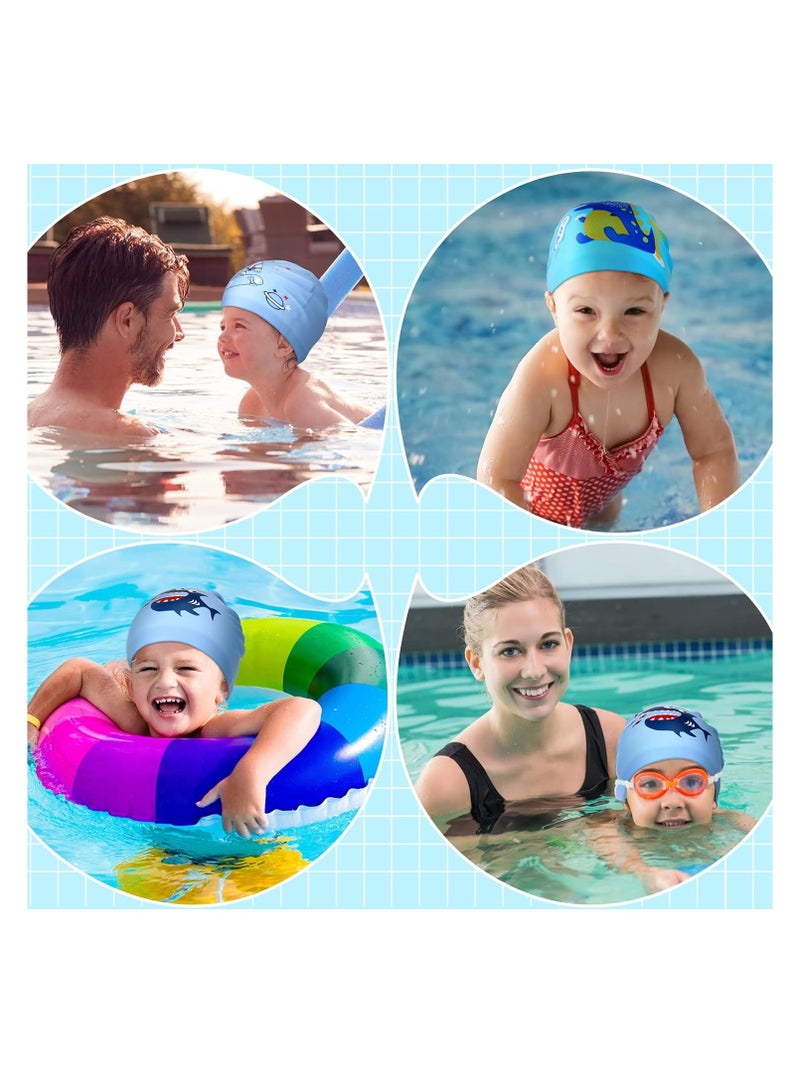 SYOSI 3-Pack Kids Swim Caps - Fun and Waterproof Silicone Swimming Hats for Boys and Girls Cartoon Bathing Hats for Long and Short Hair (Ages 4-12,Boy Style)  - Image 4