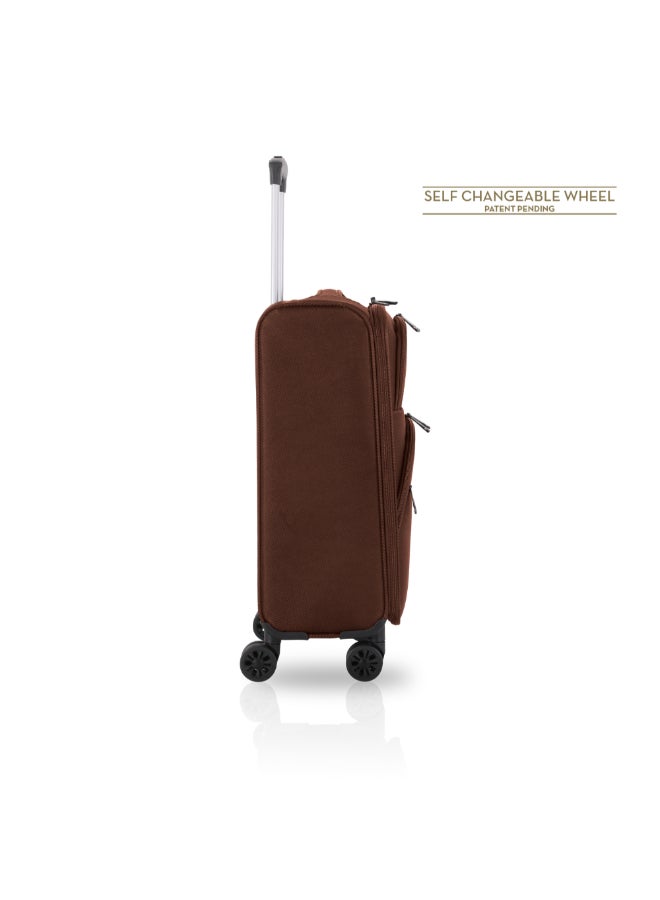 توتشي فولو طقم حقائب سفر من البوليستر الناعم قابلة للتوسيع 3 قطع بني 85 x 32 x 52 سم T0360 BROWN - Image 4