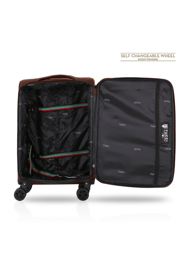 توتشي فولو طقم حقائب سفر من البوليستر الناعم قابلة للتوسيع 3 قطع بني 85 x 32 x 52 سم T0360 BROWN - Image 5