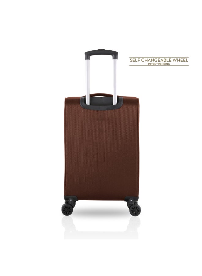 توتشي فولو طقم حقائب سفر من البوليستر الناعم قابلة للتوسيع 3 قطع بني 85 x 32 x 52 سم T0360 BROWN - Image 3