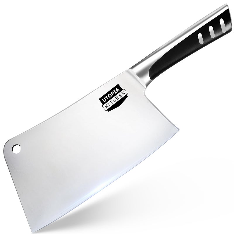 Utopia Kitchen 7 inch Cleaver Knife Stainless Steel Chef Butcher Knives for Meat, Vegetable Multipurpose Kitchen Chef Knife Chopping Bone - Image 1