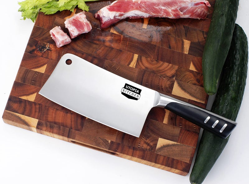 Utopia Kitchen 7 inch Cleaver Knife Stainless Steel Chef Butcher Knives for Meat, Vegetable Multipurpose Kitchen Chef Knife Chopping Bone - Image 5