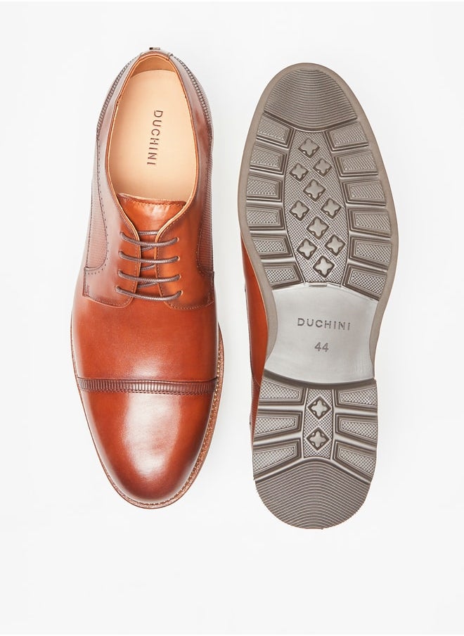 DUCHINI Men's Textured Derby Shoes with Lace-Up Closure  - Image 5