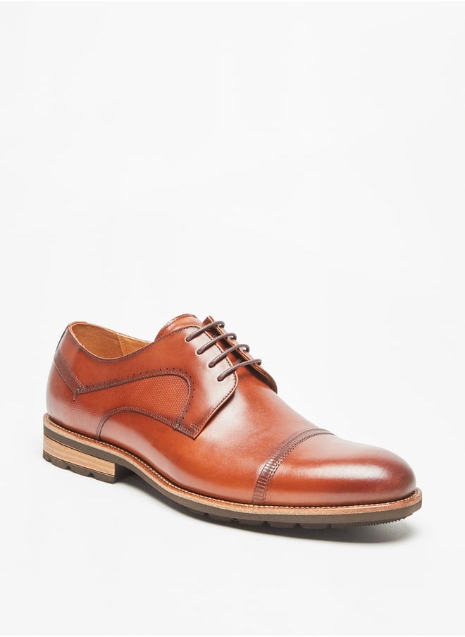 DUCHINI Men's Textured Derby Shoes with Lace-Up Closure  - Image 1