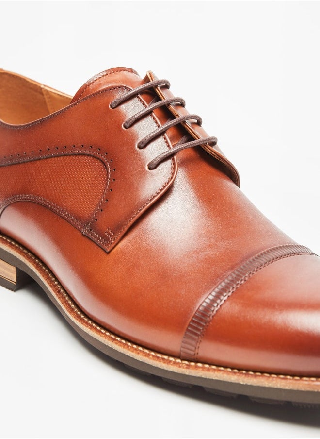 DUCHINI Men's Textured Derby Shoes with Lace-Up Closure  - Image 4