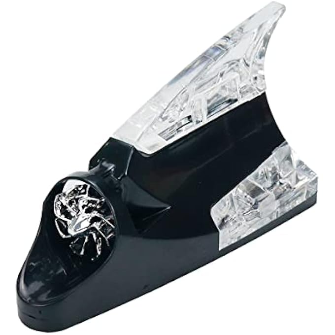 rayihni Car Roof Wind Powered LED Light Ornament Shark Fin Antenna Decoration Black (4-3/4" x 2-1/2" Base) - Image 1