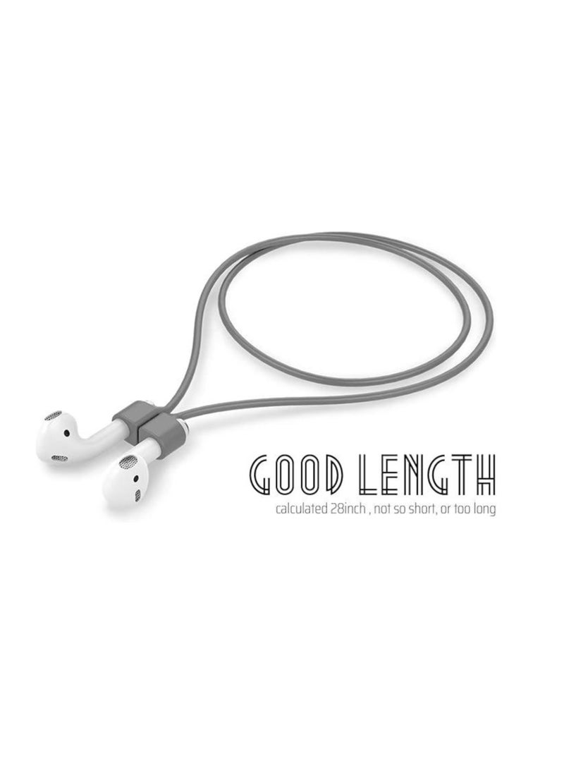 Generic Colorful Magnetic Straps For AirPods Soft Silicone Lanyard Compatible With Airpods - Grey  - Image 1