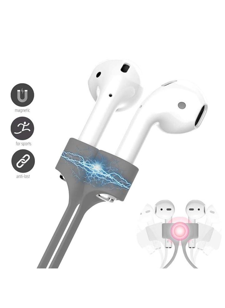 Generic Colorful Magnetic Straps For AirPods Soft Silicone Lanyard Compatible With Airpods - Grey  - Image 3