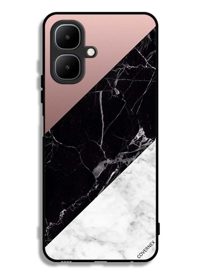 Covernex Tecno Pop 10 Protective Case Cover Marble & Plain Combination Pattern