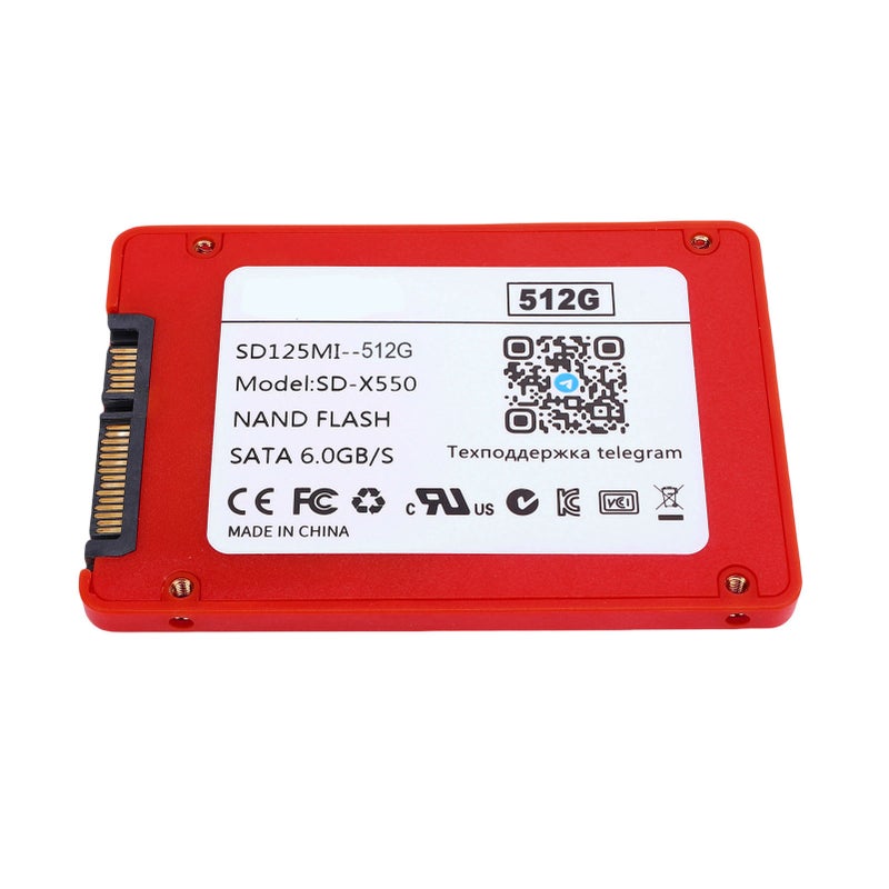 2.5 Inch Solid State Drive SATA III 6Gb/s High Speed 550MB/s Internal Hard Disk for PC Or Laptop 512G Red - Image 1