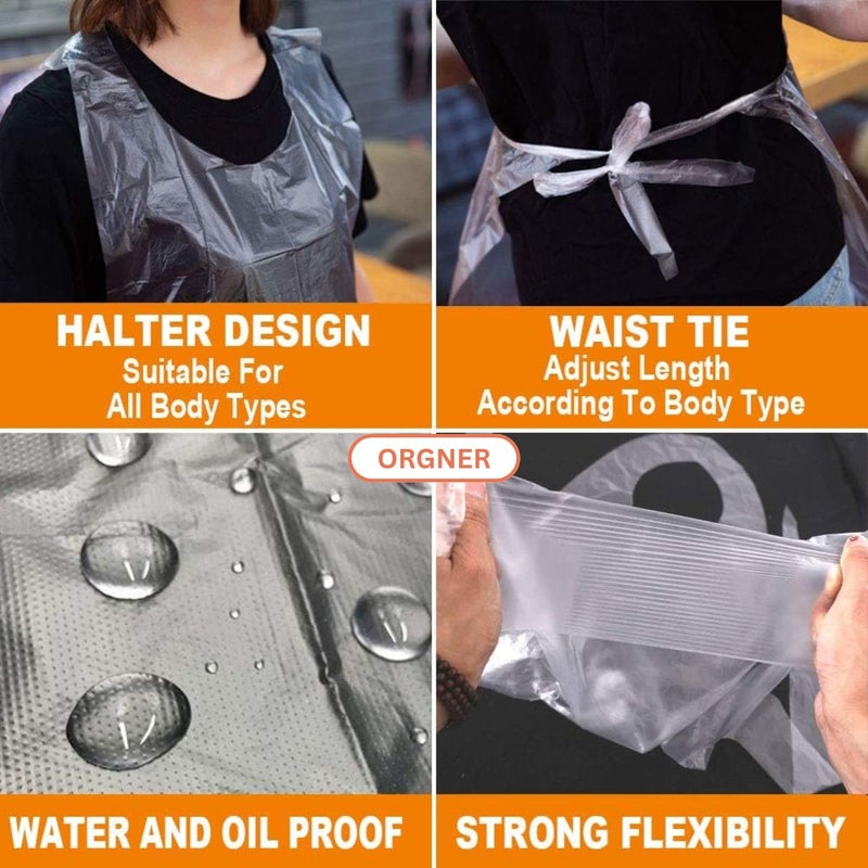 orgner Disposable Plastic Aprons – Perfect for Painting, Cooking, Housework, Parties, Picnics, and More. Lightweight, Waterproof, and Easy to Use for Quick Cleanup - Image 4