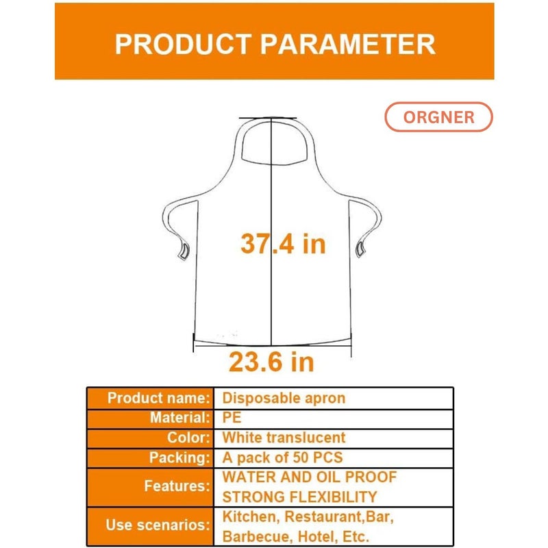orgner Disposable Plastic Aprons – Perfect for Painting, Cooking, Housework, Parties, Picnics, and More. Lightweight, Waterproof, and Easy to Use for Quick Cleanup - Image 3