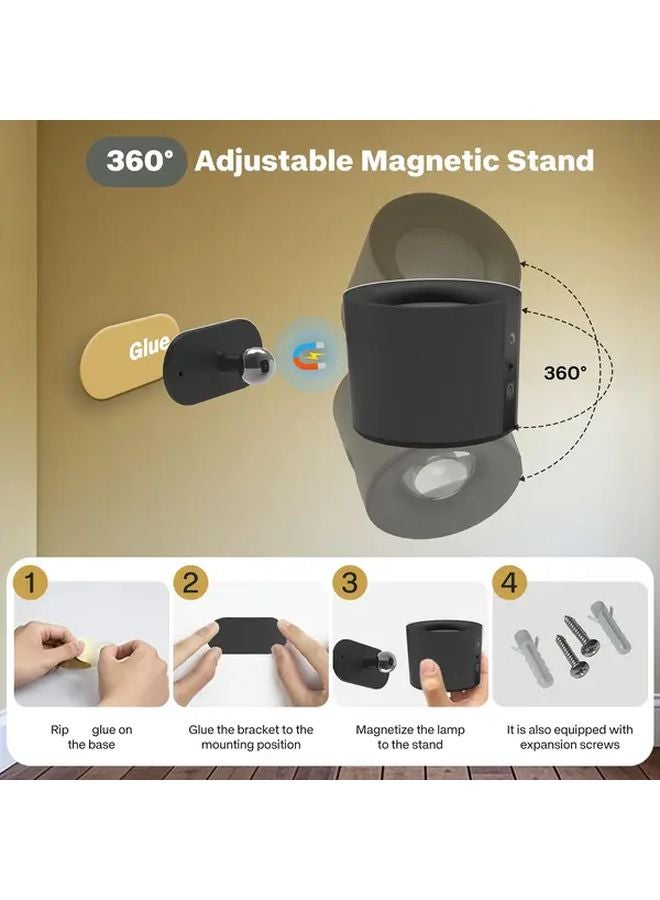 Black Magnetic USB Lamp 360 Adjustable Dimmable 3 Color Temperatures Remote Control - Image 4
