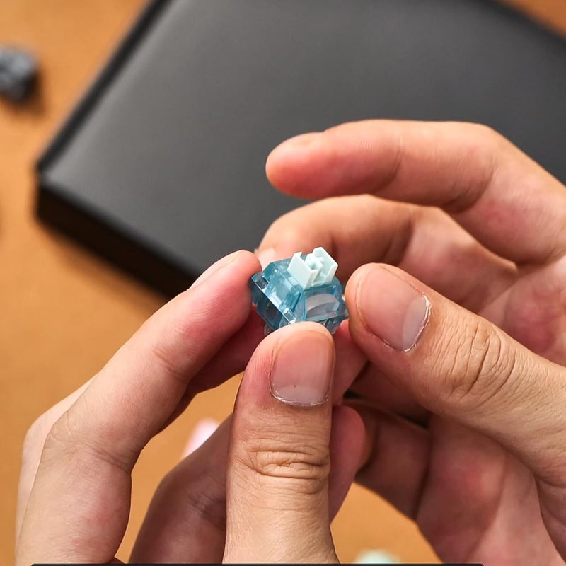 أكو مفتاح لوحة المفاتيح Creamy Cyan من ، مفتاح نقر، مع ناشر LED للوحة المفاتيح الميكانيكية المضاءة من الخلف، 5 دبابيس 50gf مفاتيح مدهونة مسبقًا، مفتاح MX لمجموعة DIY/لوحة المفاتيح للألعاب (45 قطعة، كريمي سماوي) - Image 5