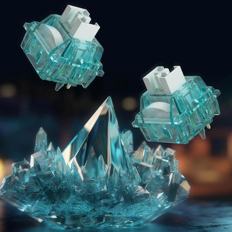 أكو مفتاح لوحة المفاتيح Creamy Cyan من ، مفتاح نقر، مع ناشر LED للوحة المفاتيح الميكانيكية المضاءة من الخلف، 5 دبابيس 50gf مفاتيح مدهونة مسبقًا، مفتاح MX لمجموعة DIY/لوحة المفاتيح للألعاب (45 قطعة، كريمي سماوي) - Image 4