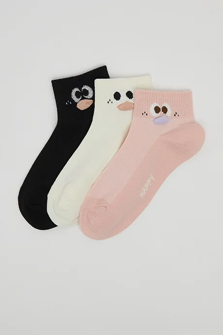 R&B 3 Pack Patterned Ankle Socks