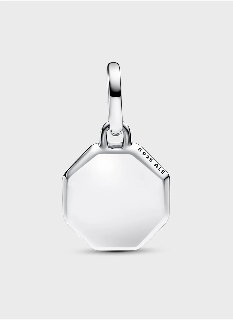 باندورا Engravable Octagonal Sterling Silver Mini Medallio