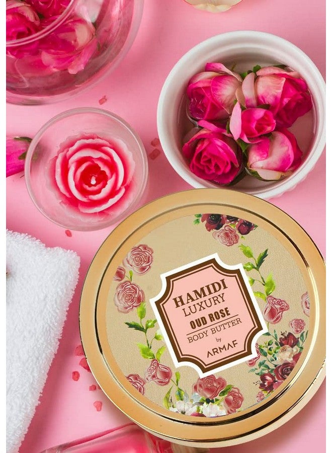 حميدي زبدة الجسم الفاخرة من حميدي برائحة العود والورد للجنسين، 250 مل، لجميع أنواع البشرة - Image 2