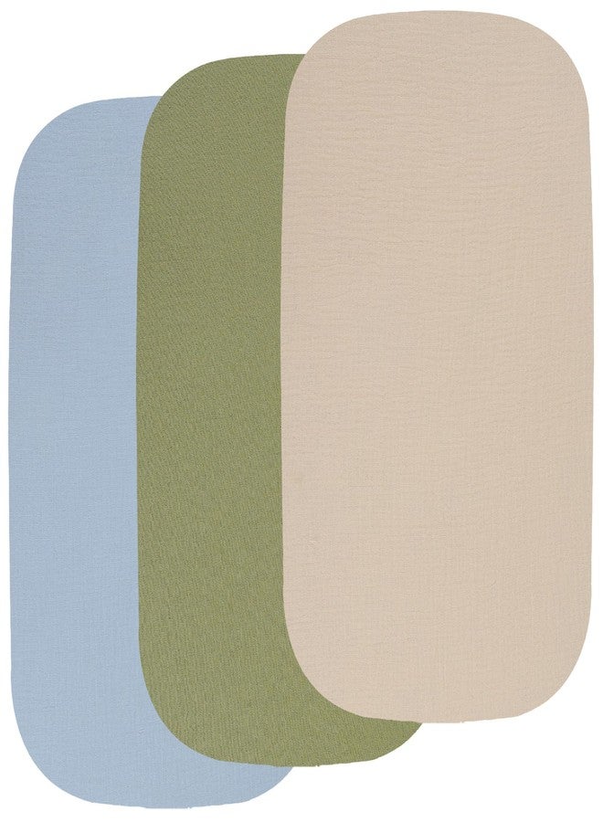 Onacosht Muslin Bassinet Sheets 3 Pack, 100% Cotton Baby Fitted Sheet 33" x 19" Compatible with Mika Micky, KoolaBaby (3 in 1), BabyBond, HARPPA and RICUTON Bedside Bassinet, Beige Green and Sky Blue - Image 1